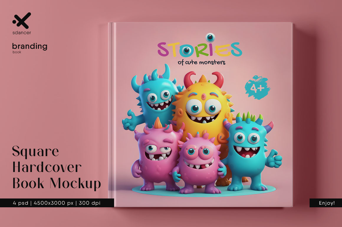 Thick Square Hardcover Book Mockup Thick Square Hardcover Book Mockup