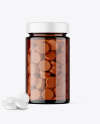 Amber Glass Jar with Tablets Mockup