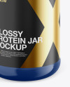 Glossy Plastic Protein Jar Mockup - Front View (High-Angle Shot)