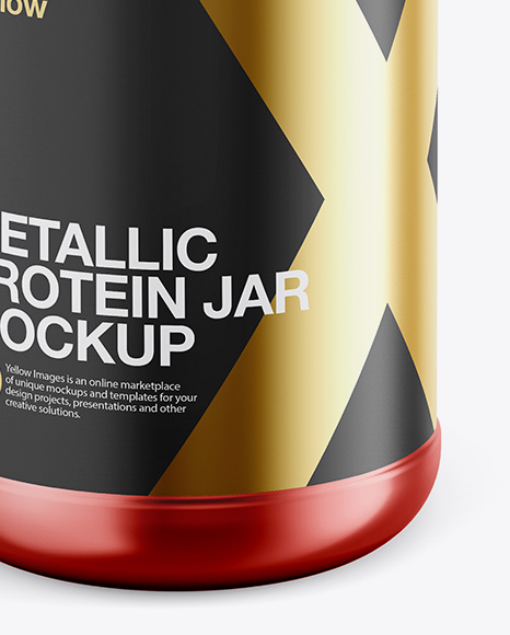 Metallic Protein Jar Mockup - Front View (High-Angle Shot)