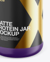 Matte Plastic Protein Jar Mockup - Front View (High-Angle Shot)