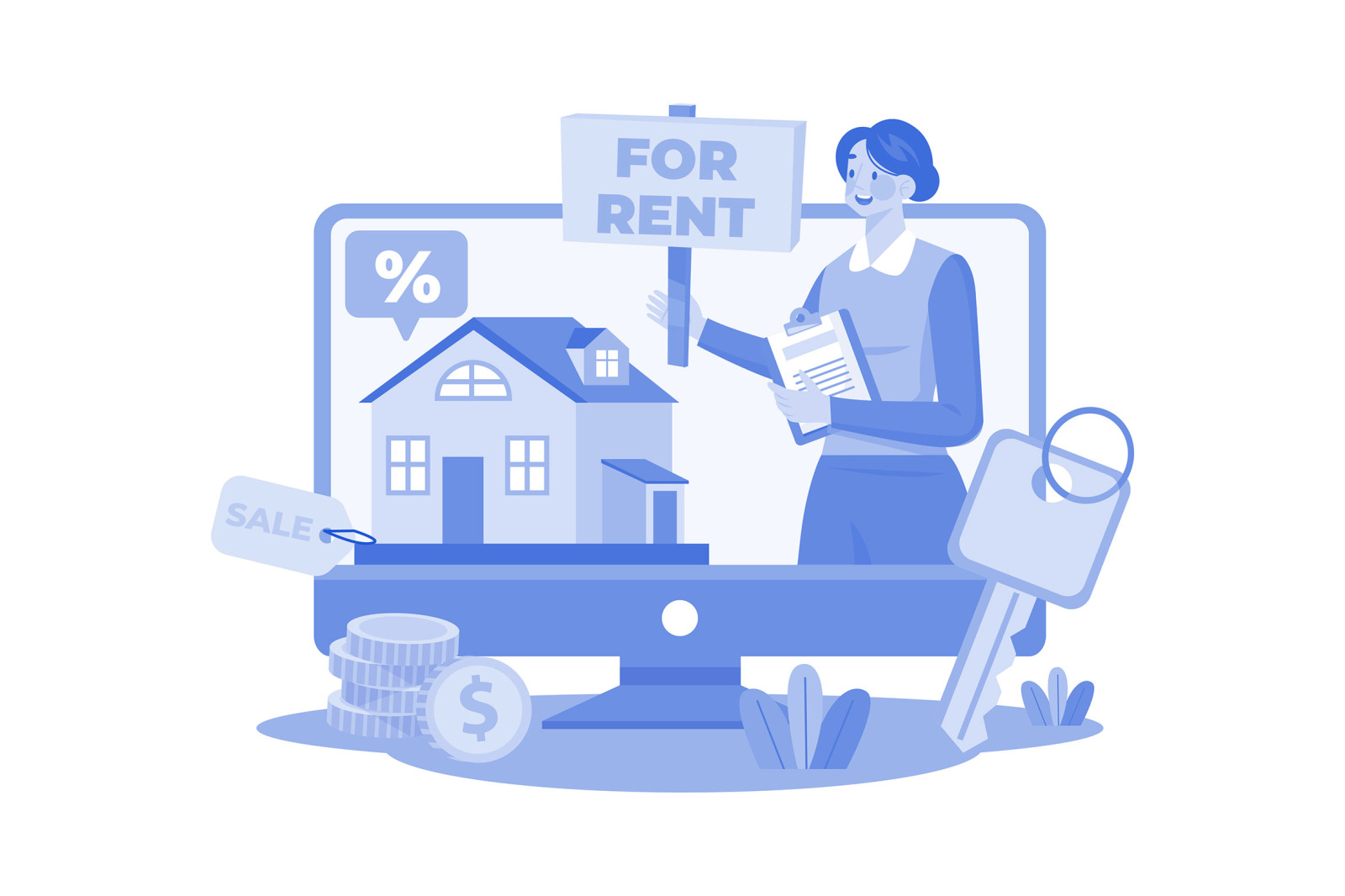 M624_Online Rent Home Illustration Pack 1 M624_Online Rent Home Illustration Pack 1