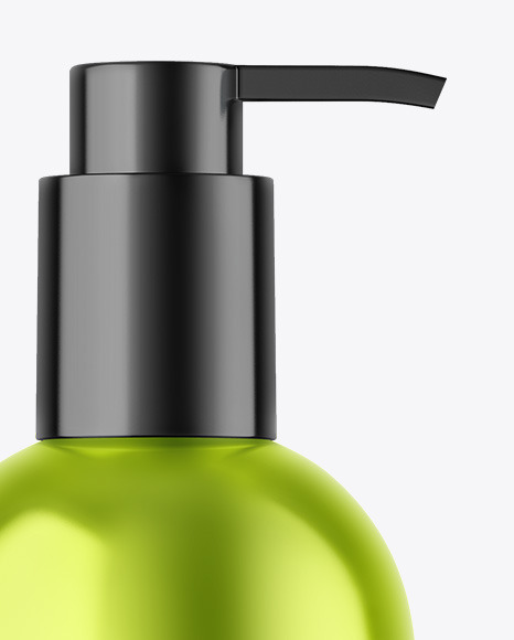 Metallic Cosmetic Bottle With Pump Mockup