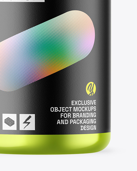 Metallic Cosmetic Bottle With Pump Mockup