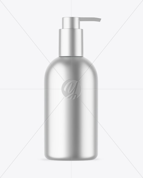 Matte Metallic Cosmetic Bottle With Pump Mockup