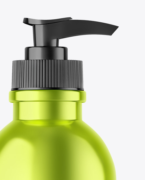 Metallic Cosmetic Bottle With Pump Mockup