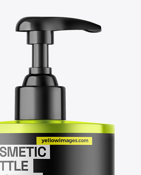 Metallic Cosmetic Bottle With Pump Mockup