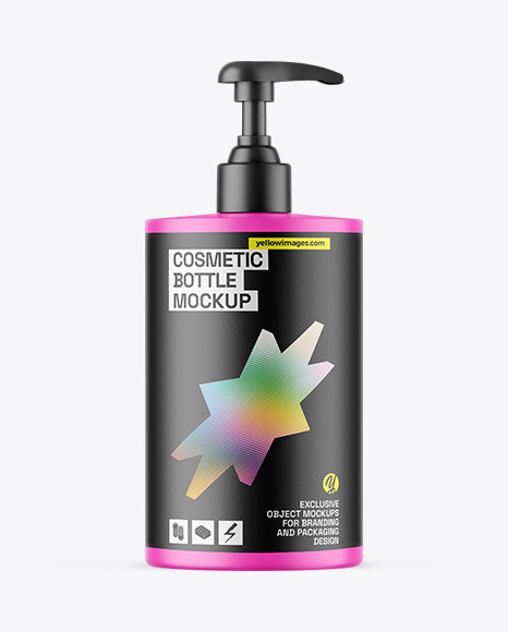 Matte Cosmetic Bottle With Pump Mockup - Label mockup bottle