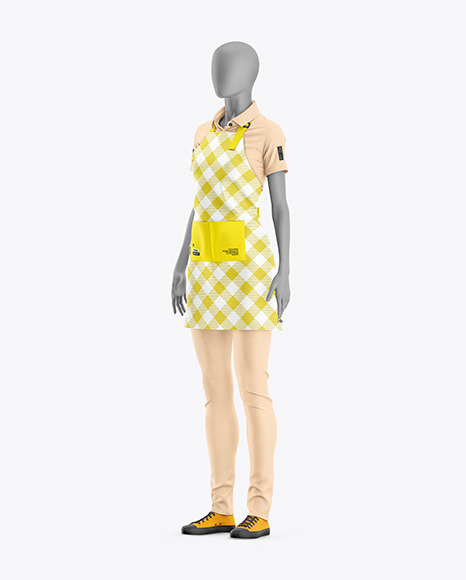 Apron w/ Mannequin Mockup - Half Side View