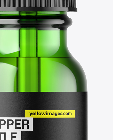 Green Glass Dropper Bottle Mockup