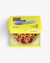 Half Open Kraft Box With Pizza Mockup