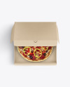 Half Open Kraft Box With Pizza Mockup