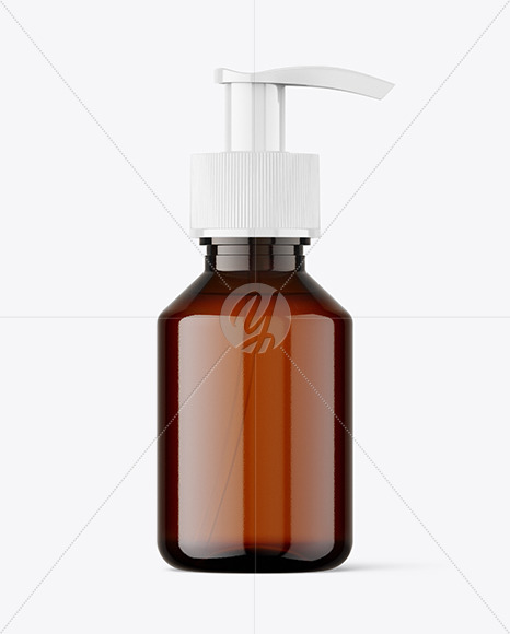 100ml Amber Pump Bottle Mockup