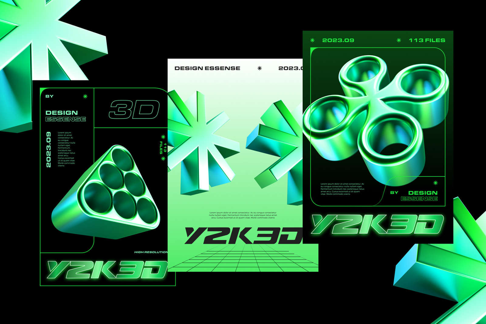 Y2K 3D Shapes Collection