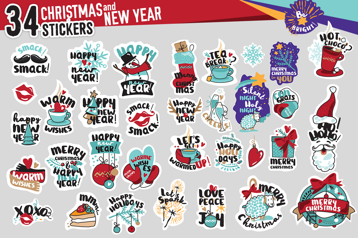 Christmas and New Year’s Social Media Stickers