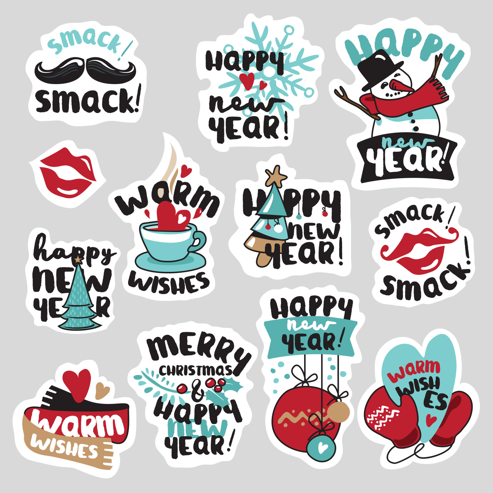 Christmas and New Year’s Social Media Stickers