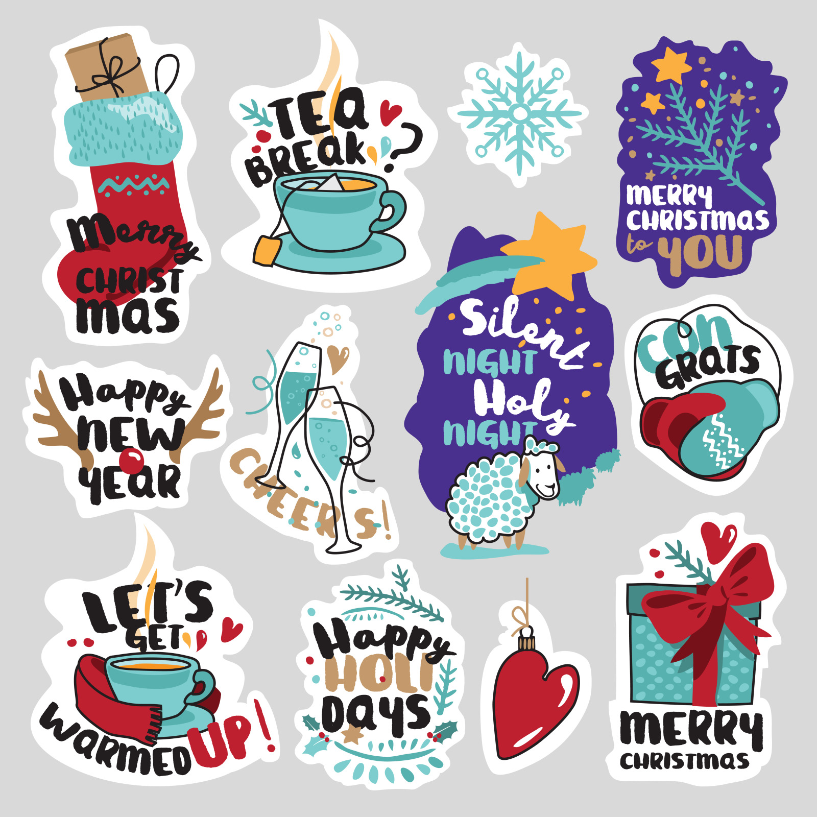 Christmas and New Year’s Social Media Stickers