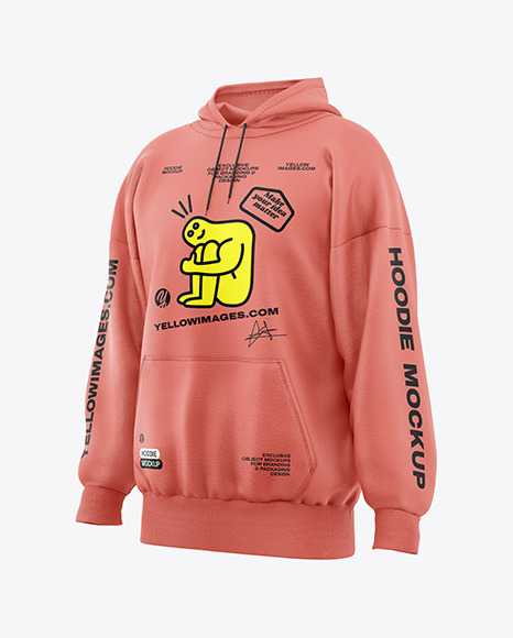 Oversize Hoodie Mockup - Half Side View