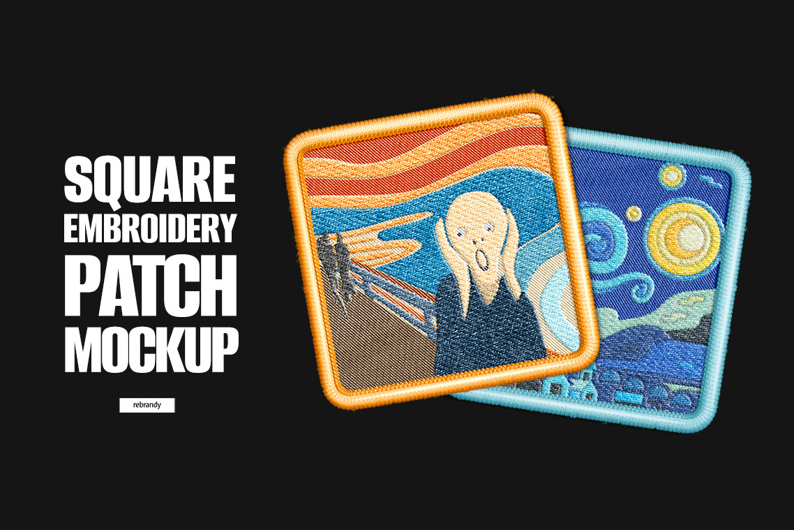 Square Embroidery Patch Mockup Square Embroidery Patch Mockup