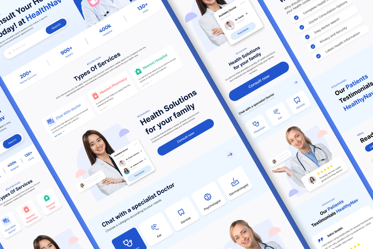 HealthNav - Doctor Consultant Landing Page