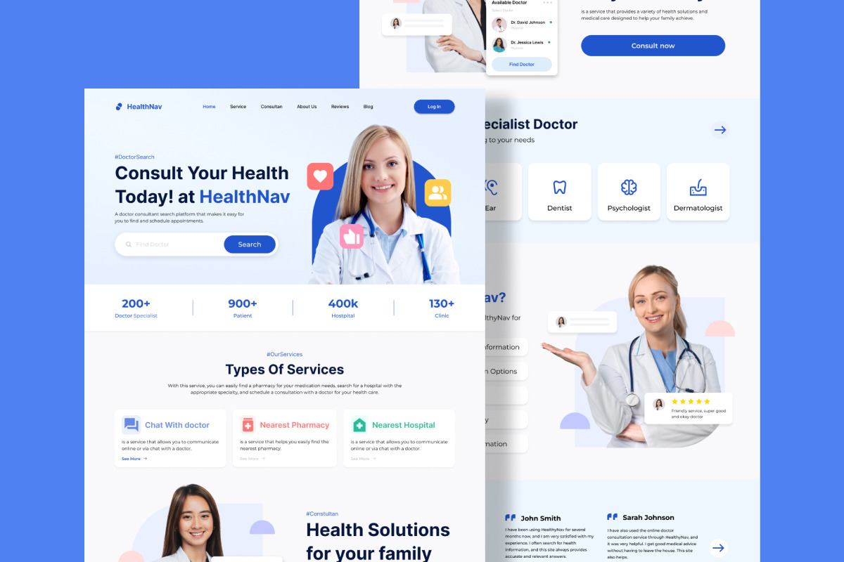 HealthNav - Doctor Consultant Landing Page