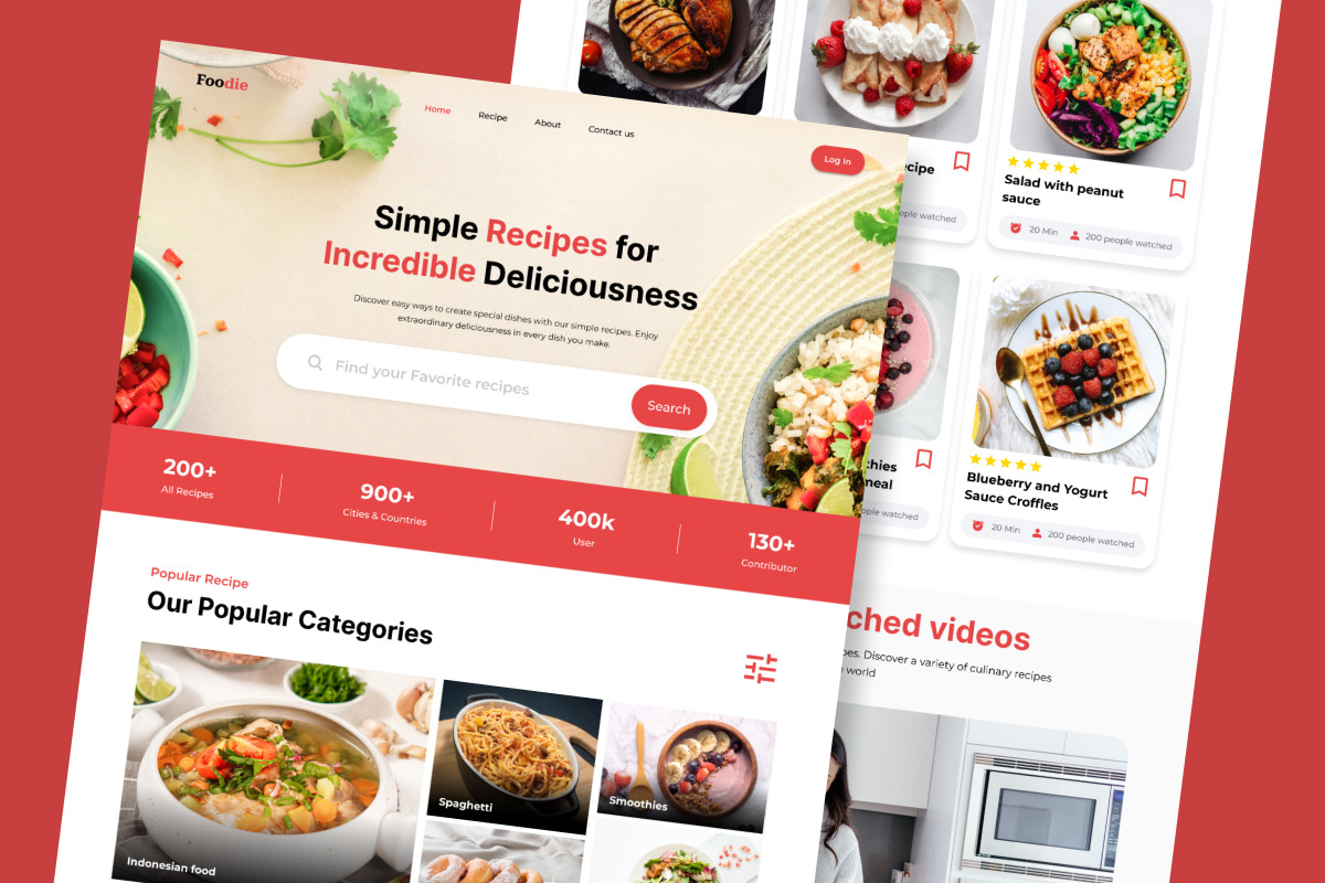 Foodie - Recipe to Foods Landing Page Foodie - Recipe to Foods Landing Page