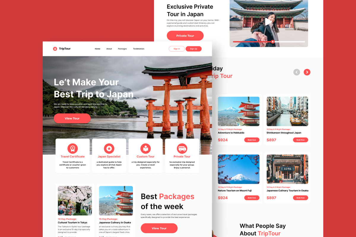 Trip to Japan Landing Page