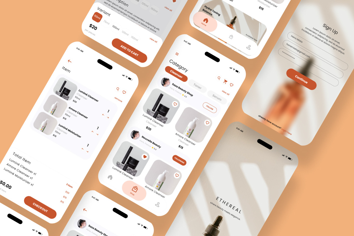 Ethereal - Skincare Shop Mobile Apps