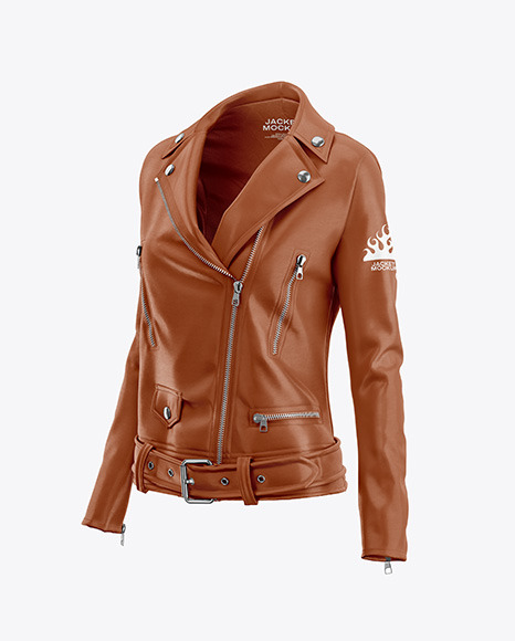 Women's Leather Jacket Mockup - Half Side View