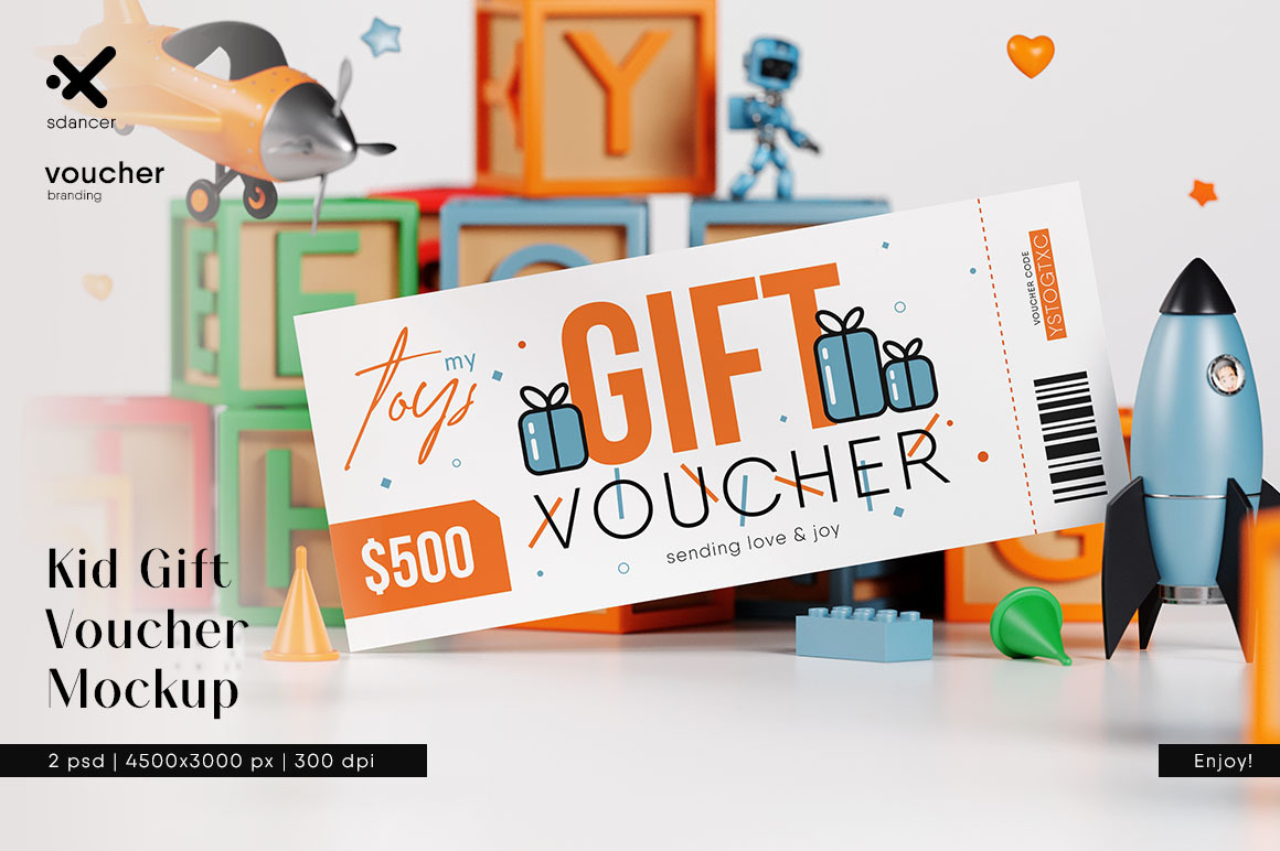 Kid Gift Voucher Card Mockup Kid Gift Voucher Card Mockup