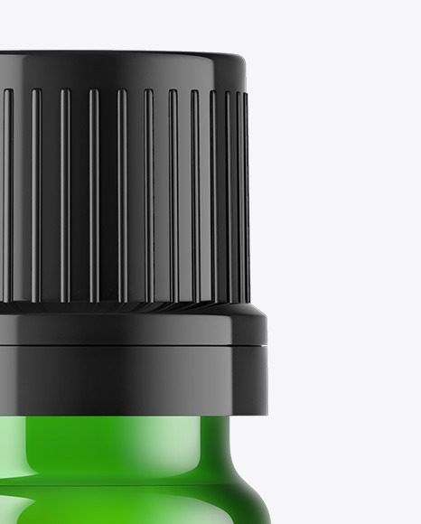 Green Glass Essential Oil Bottle Mockup