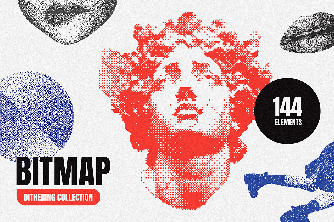 144 Dithering Bitmap Vector Shapes 144 Dithering Bitmap Vector Shapes