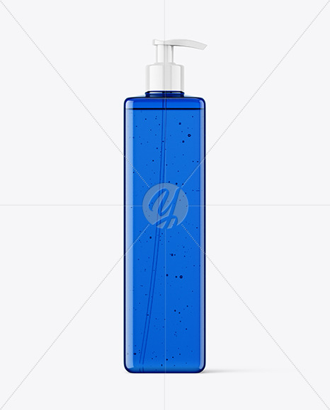 Blue Plastic Bottle with Pump Mockup