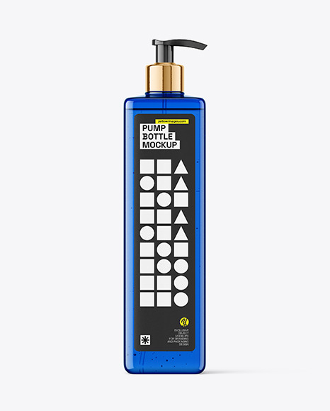 Blue Plastic Bottle with Pump Mockup