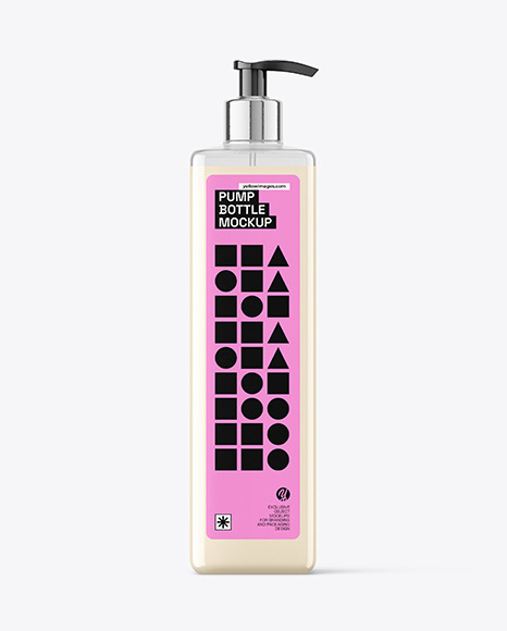 Clear Plastic Bottle with Pump Mockup Clear Plastic Bottle with Pump Mockup