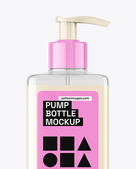 Clear Plastic Bottle with Pump Mockup Clear Plastic Bottle with Pump Mockup