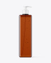 Amber Plastic Bottle with Pump Mockup