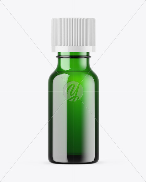 Green Glass Essential Oil Bottle Mockup