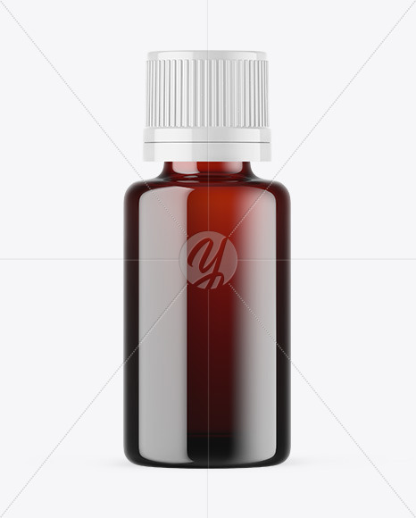 Dark Amber Glass Essential Oil Bottle Mockup