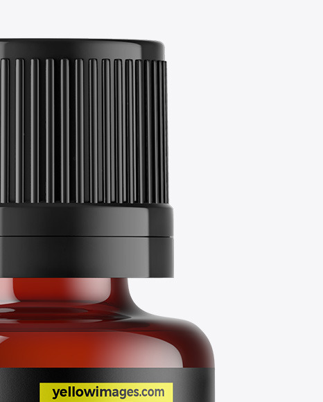 Dark Amber Glass Essential Oil Bottle Mockup