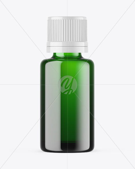 Green Glass Essential Oil Bottle Mockup