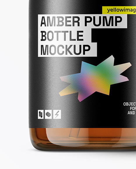 Amber Bottle with Pump Mockup