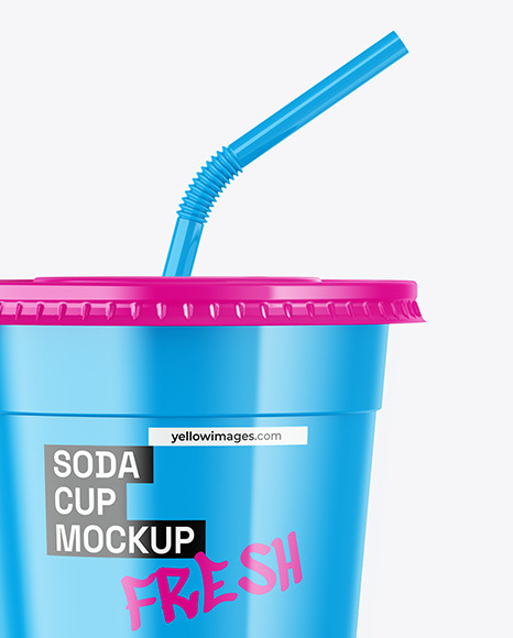 Glossy Soda Cup Mockup