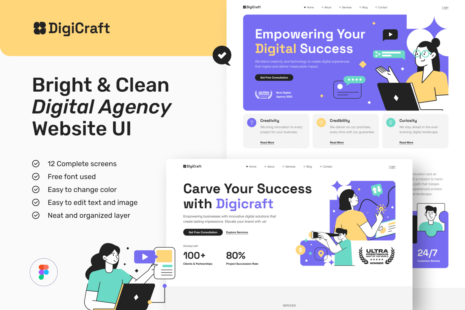 DigiCraft - Digital Agency Website UI Figma Template