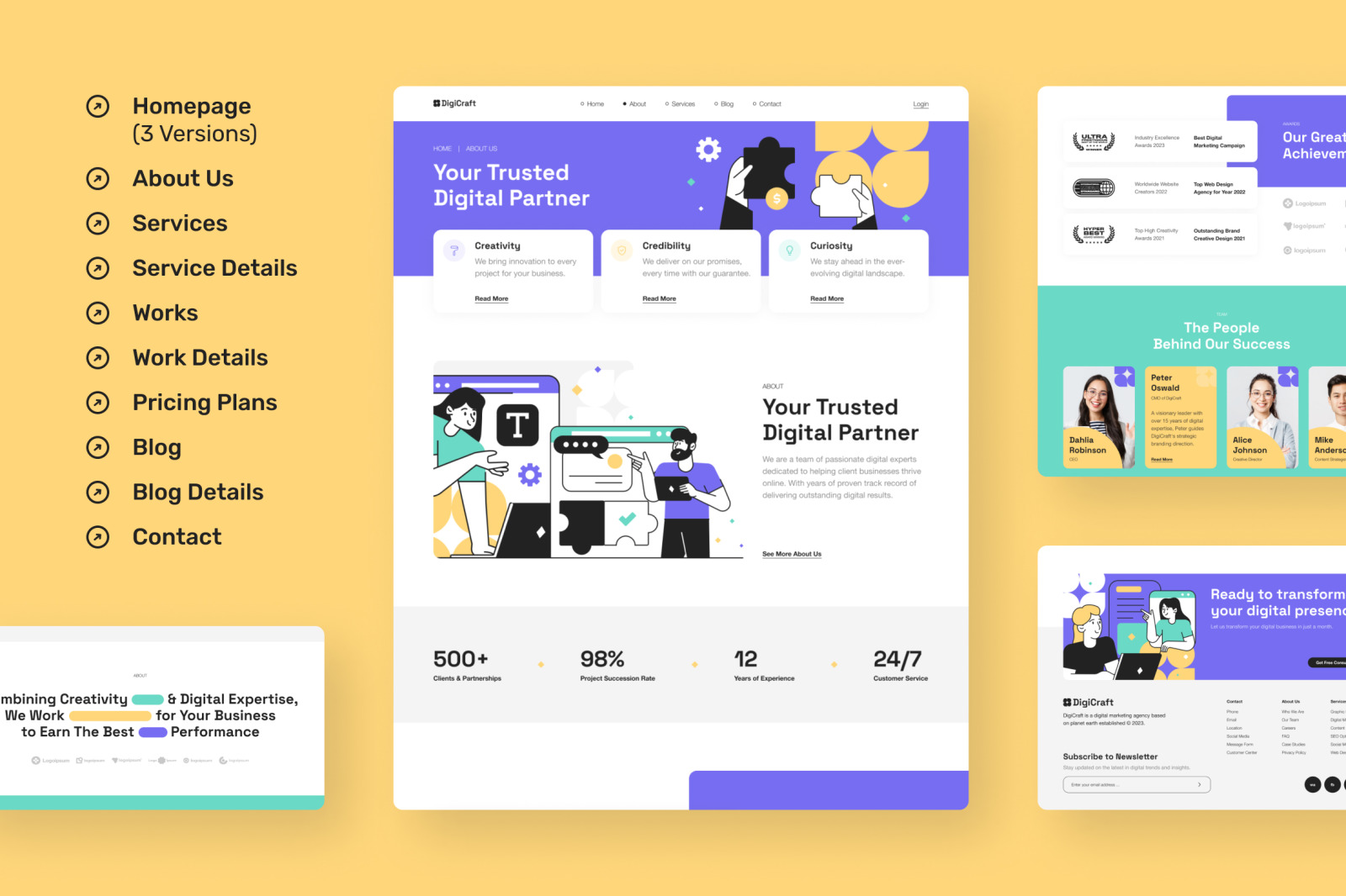 DigiCraft - Digital Agency Website UI Figma Template