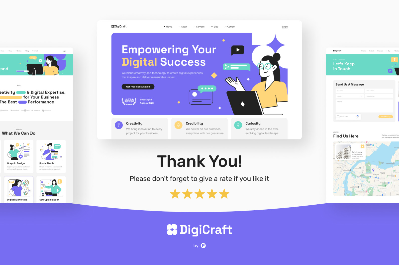 DigiCraft - Digital Agency Website UI Figma Template