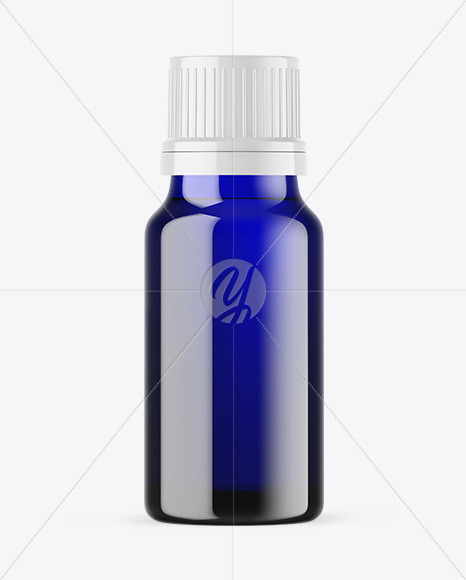 Blue Glass Essential Oil Bottle Mockup