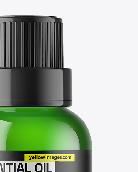 Green Glass Essential Oil Bottle Mockup