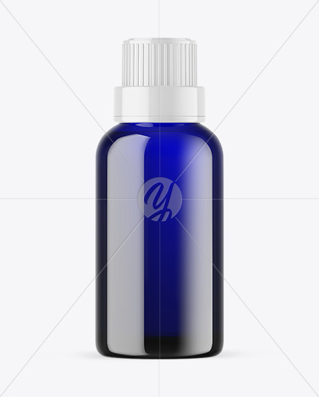 Blue Glass Essential Oil Bottle Mockup