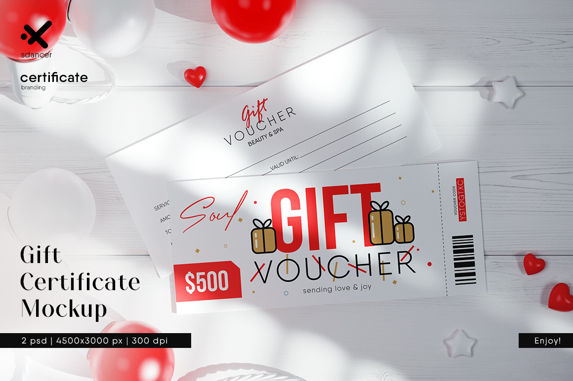Gift Certificate Card Mockup Gift Certificate Card Mockup